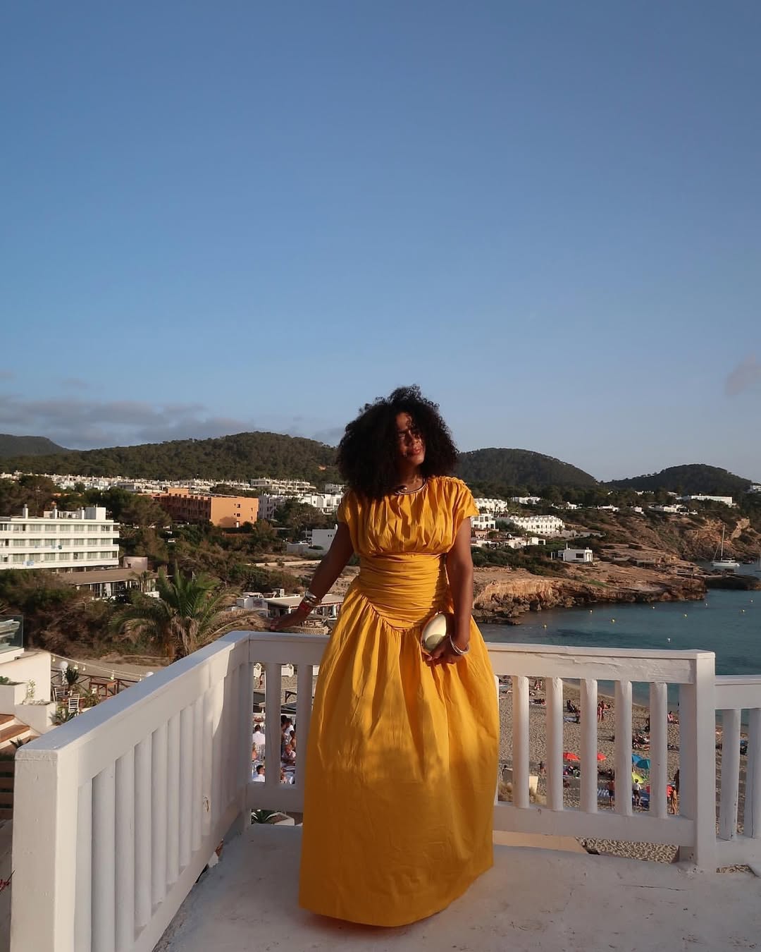 Kai Collective - Adesuwa Ruched Cotten Long Dress - Yellow - L