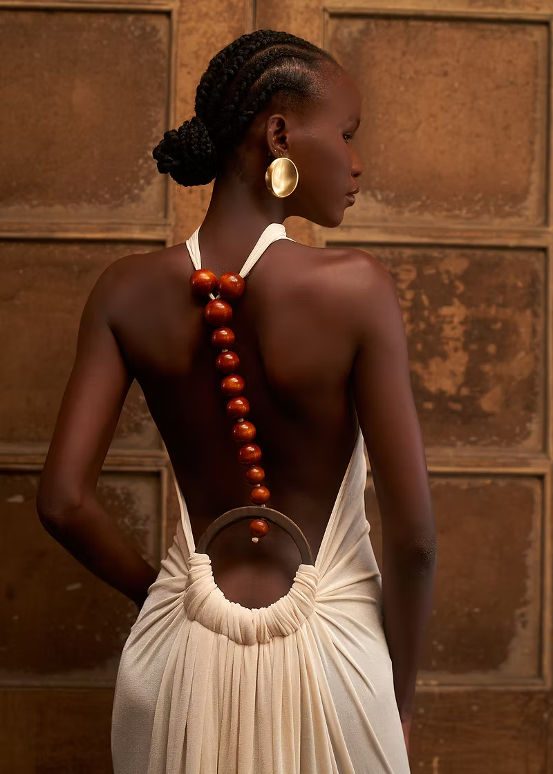 ANKO - SPINE HALTER DRESS- Ivory - 10 - RPP £230.00