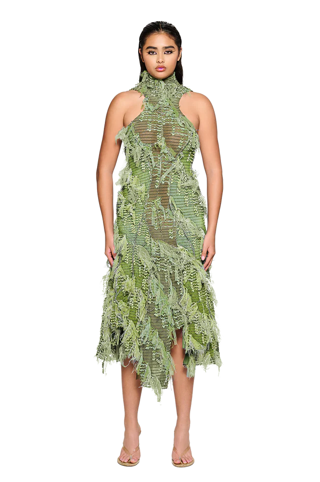 Coucoo - Khao Dress Moss Green And Blue Blood - S - RRP 235.00