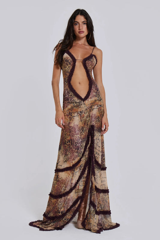 Jaded London - Fatale Maxi Dress in Sunrose - 10 - RRP £85.00