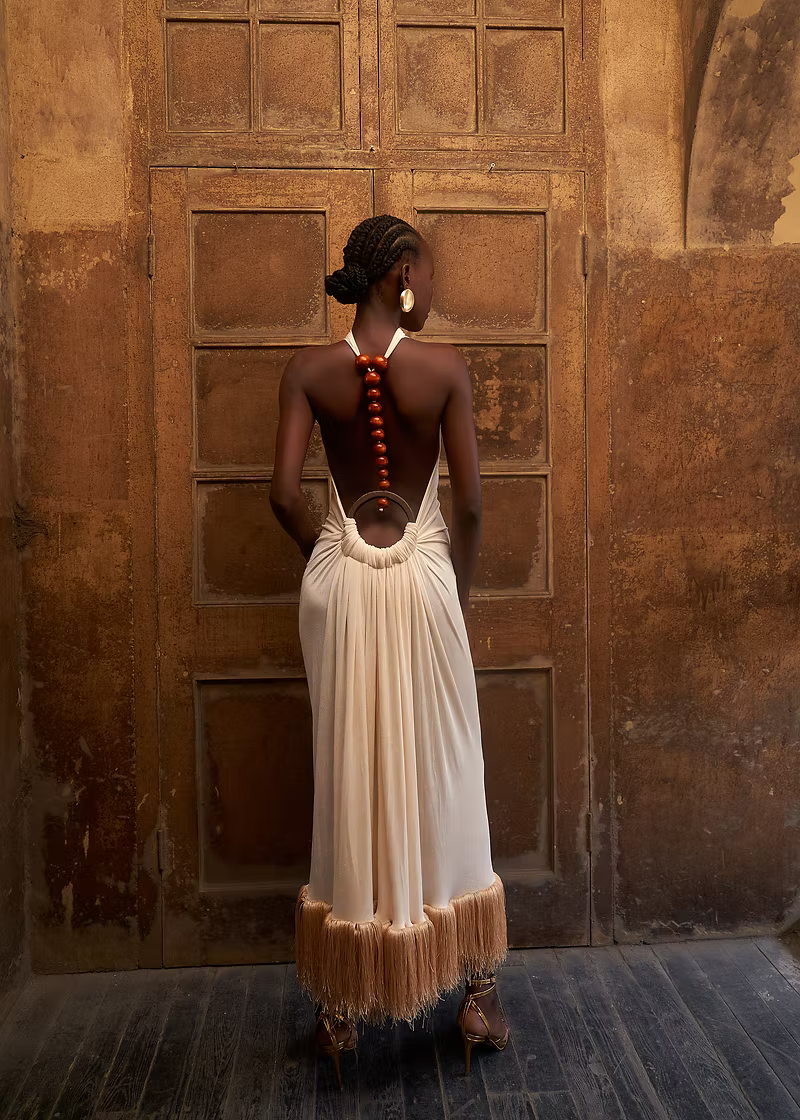 ANKO - SPINE HALTER DRESS- Ivory  - 10 - RPP £230.00