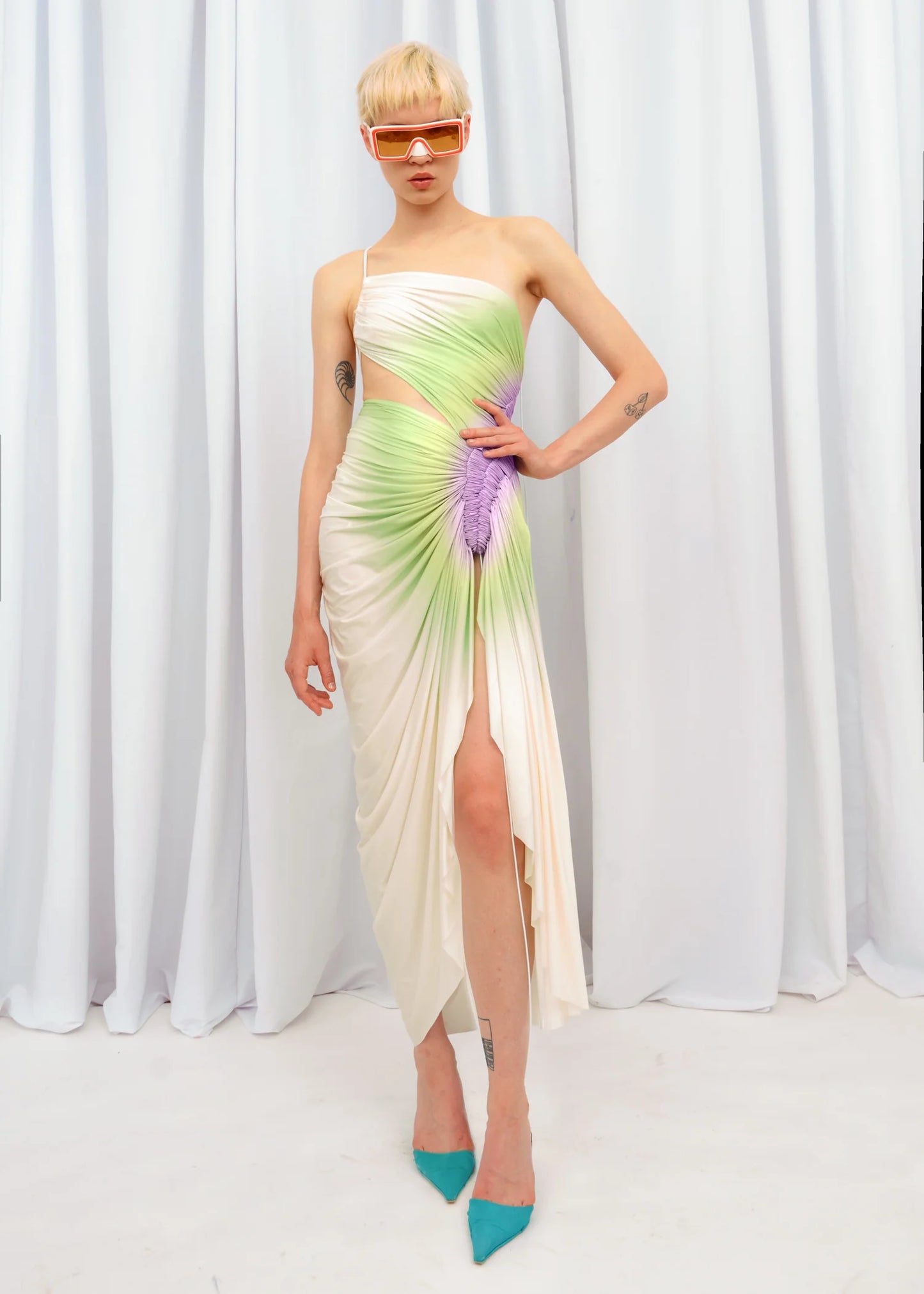 Fal-Ash - Signature Dress In Green/Purple - S - RRP £317.00