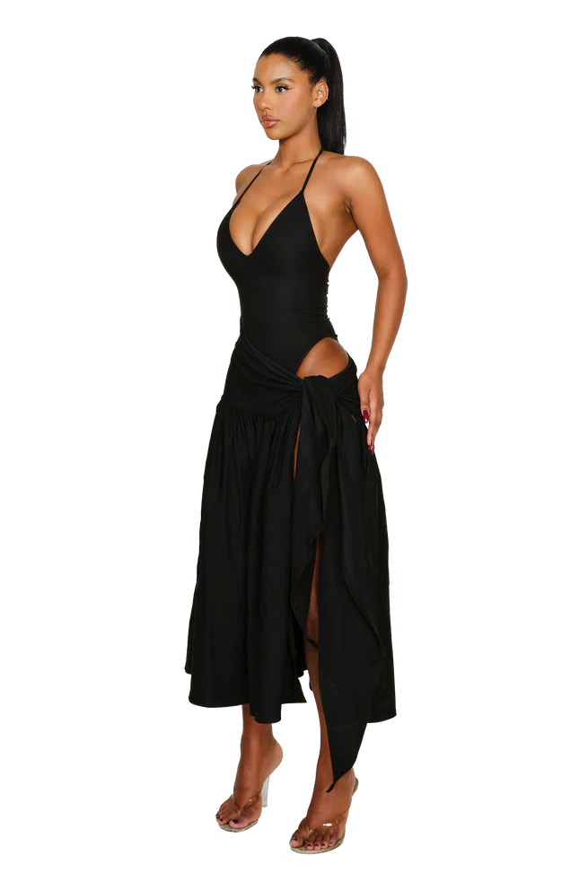 Coucoo - Atacama Dress - Satin Black - M - RRP £120.00